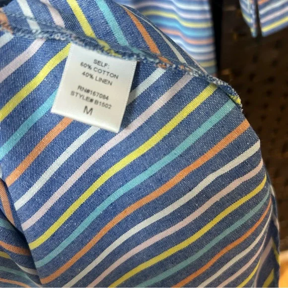 Tuckernuck striped maxi blue cotton & linen dress medium with pockets - Picture 6 of 7